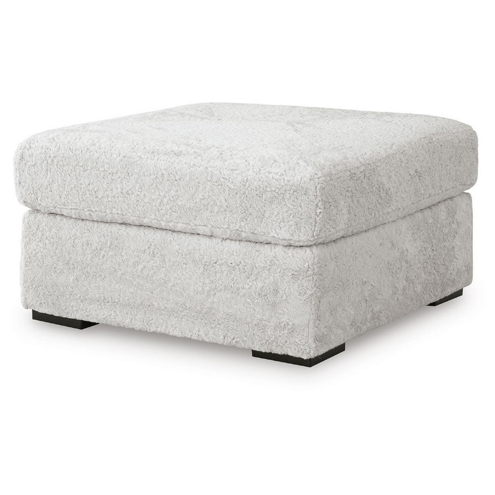 Cecy Oversized Square Ottoman, Arctic Gray Fur-Like Polyester 39 Inch - BM355555