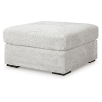 Cecy Oversized Square Ottoman, Arctic Gray Fur-Like Polyester 39 Inch - BM355555