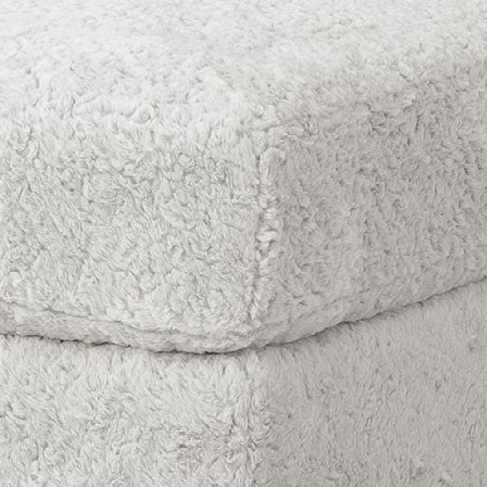 Cecy Oversized Square Ottoman, Arctic Gray Fur-Like Polyester 39 Inch - BM355555