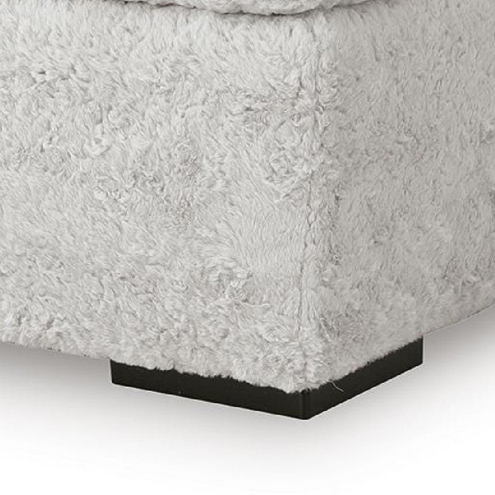 Cecy Oversized Square Ottoman, Arctic Gray Fur-Like Polyester 39 Inch - BM355555