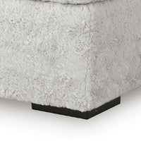 Cecy Oversized Square Ottoman, Arctic Gray Fur-Like Polyester 39 Inch - BM355555