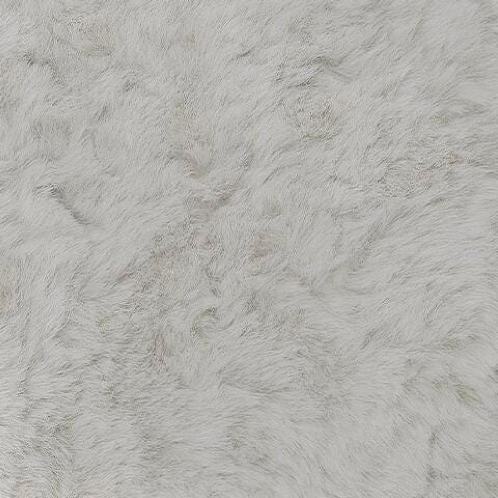 Cecy Oversized Square Ottoman, Arctic Gray Fur-Like Polyester 39 Inch - BM355555