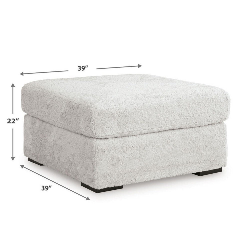 Cecy Oversized Square Ottoman, Arctic Gray Fur-Like Polyester 39 Inch - BM355555