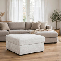 Cecy Oversized Square Ottoman, Arctic Gray Fur-Like Polyester 39 Inch - BM355555