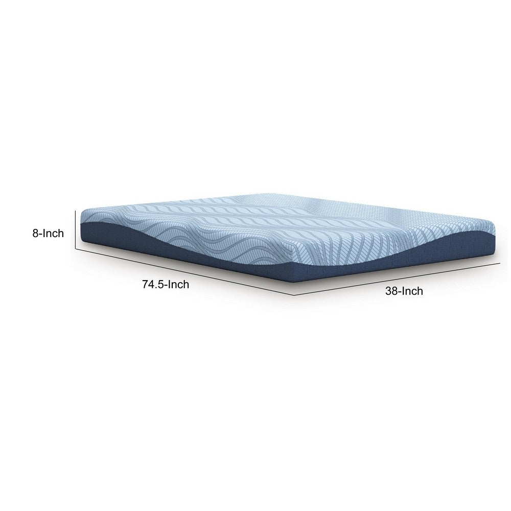 Ryna Twin Mattress, Memory Foam, Light Blue  Stretch Knit Cover 8 Inch - BM355557