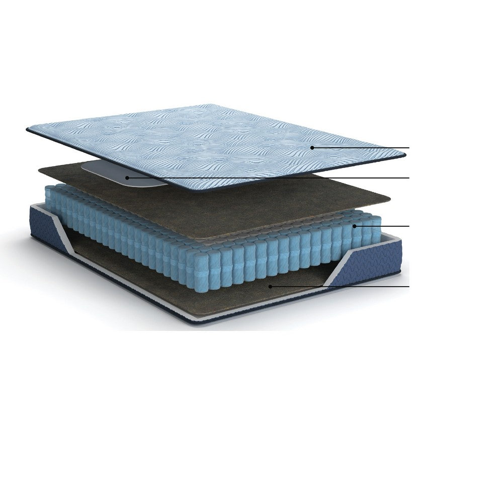 Pmy Twin Hybrid Mattress, Blue Hyper Cool Stretch Knit Cover 10 Inch - BM355558