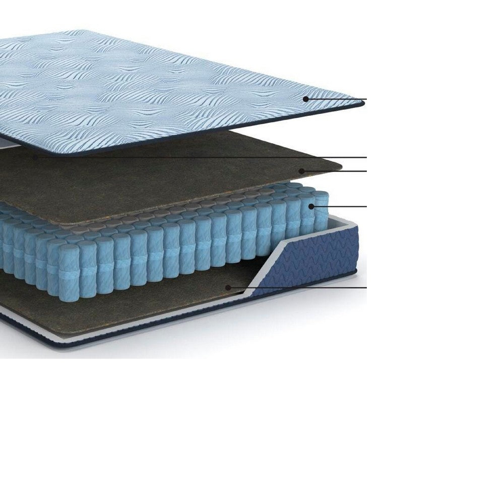 Pmy Twin Hybrid Mattress, Blue Hyper Cool Stretch Knit Cover 10 Inch - BM355558
