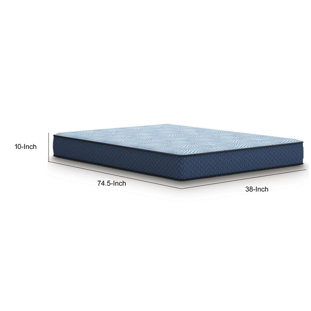 Pmy Twin Hybrid Mattress, Blue Hyper Cool Stretch Knit Cover 10 Inch - BM355558