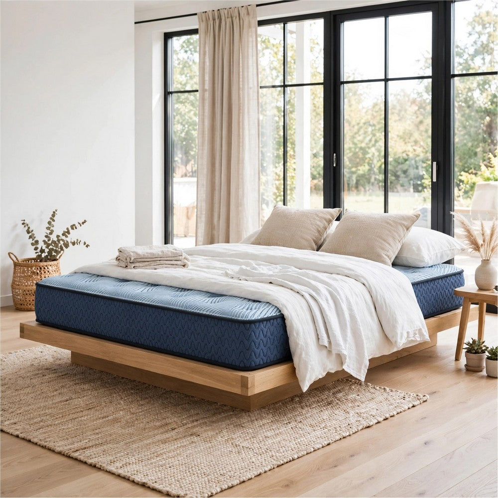 Pmy Twin Hybrid Mattress, Blue Hyper Cool Stretch Knit Cover 10 Inch - BM355558