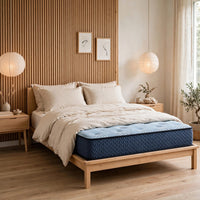 Pmy Twin Hybrid Mattress, Blue Hyper Cool Stretch Knit Cover 10 Inch - BM355558
