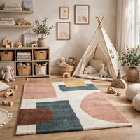 Fyna Geometric Large Area Rug w Shag, 30mm Pile, Gray Polypropylene 8x10 - BM355560
