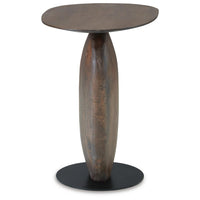 Corno Oblong Accent Table, Pebble-Shaped Body w Pedestal, Brown 21 Inch - BM355561
