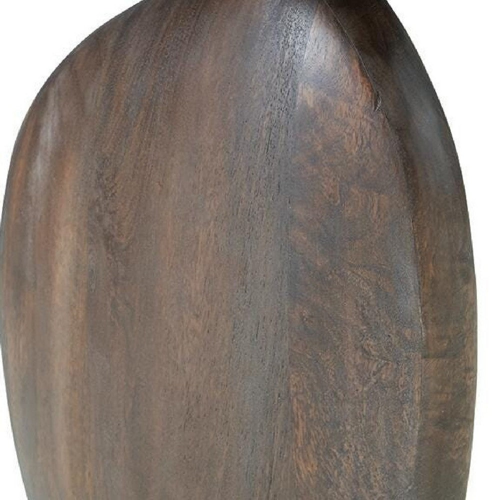 Corno Oblong Accent Table, Pebble-Shaped Body w Pedestal, Brown 21 Inch - BM355561