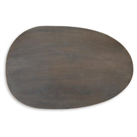 Corno Oblong Accent Table, Pebble-Shaped Body w Pedestal, Brown 21 Inch - BM355561