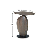 Corno Oblong Accent Table, Pebble-Shaped Body w Pedestal, Brown 21 Inch - BM355561