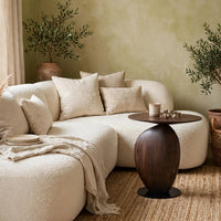 Corno Oblong Accent Table, Pebble-Shaped Body w Pedestal, Brown 21 Inch - BM355561