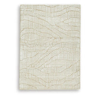 Jaen Medium Rug, Abstract Design, 7mm Pile, Beige and Tan Wool Bamboo 5x7 - BM355562
