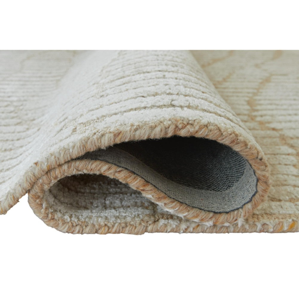 Jaen Medium Rug, Abstract Design, 7mm Pile, Beige and Tan Wool Bamboo 5x7 - BM355562