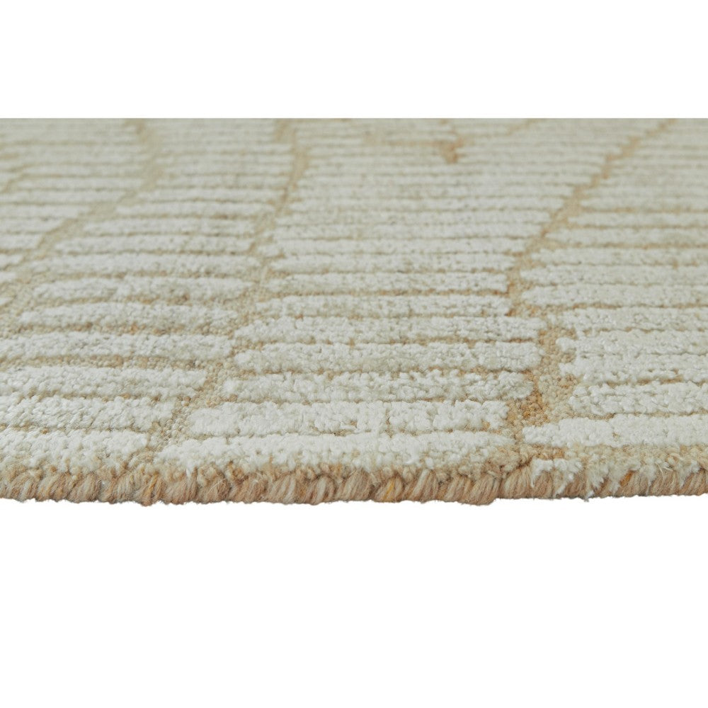 Jaen Medium Rug, Abstract Design, 7mm Pile, Beige and Tan Wool Bamboo 5x7 - BM355562