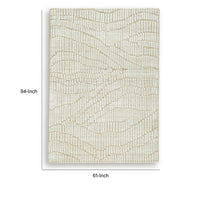 Jaen Medium Rug, Abstract Design, 7mm Pile, Beige and Tan Wool Bamboo 5x7 - BM355562