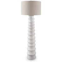 Vala Floor Lamp, Hardback Drum Shade, Scalloped Polyresin White 66 Inch - BM355564