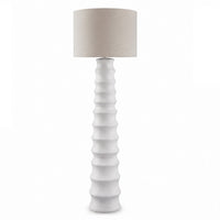 Vala Floor Lamp, Hardback Drum Shade, Scalloped Polyresin White 66 Inch - BM355564