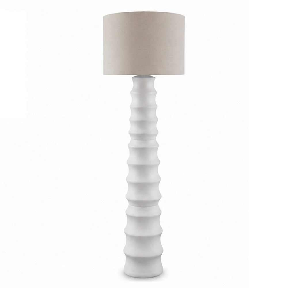 Vala Floor Lamp, Hardback Drum Shade, Scalloped Polyresin White 66 Inch - BM355564