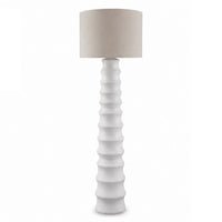 Vala Floor Lamp, Hardback Drum Shade, Scalloped Polyresin White 66 Inch - BM355564