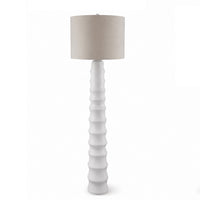 Vala Floor Lamp, Hardback Drum Shade, Scalloped Polyresin White 66 Inch - BM355564
