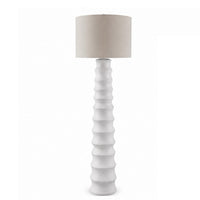 Vala Floor Lamp, Hardback Drum Shade, Scalloped Polyresin White 66 Inch - BM355564