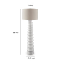 Vala Floor Lamp, Hardback Drum Shade, Scalloped Polyresin White 66 Inch - BM355564