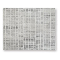 Turo Striped Large Area Rug, 16mm Pile, Ivory and Black Polyester 8x10 - BM355565