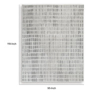Turo Striped Large Area Rug, 16mm Pile, Ivory and Black Polyester 8x10 - BM355565