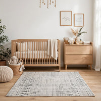 Turo Striped Large Area Rug, 16mm Pile, Ivory and Black Polyester 8x10 - BM355565