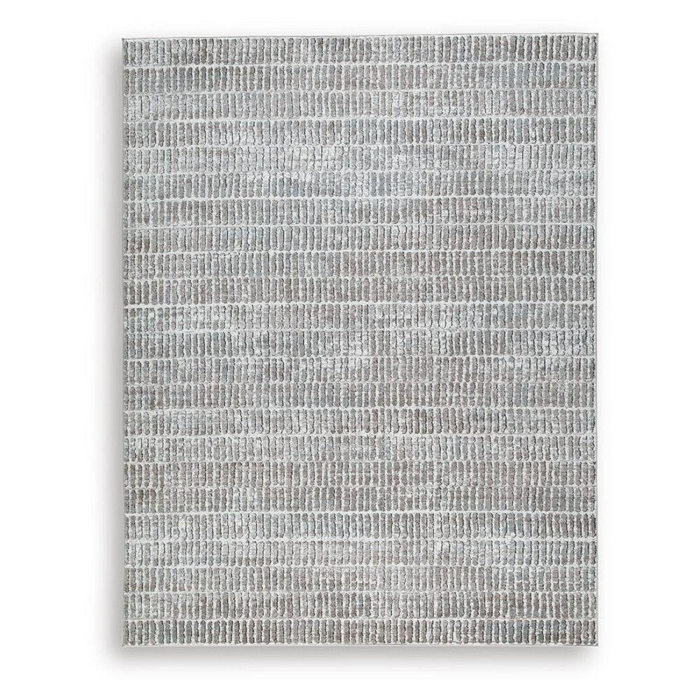 Feri Striped Large Area Rug, Gray and Ivory Polypropylene Polyester 8x10 - BM355566