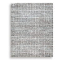 Feri Striped Large Area Rug, Gray and Ivory Polypropylene Polyester 8x10 - BM355566