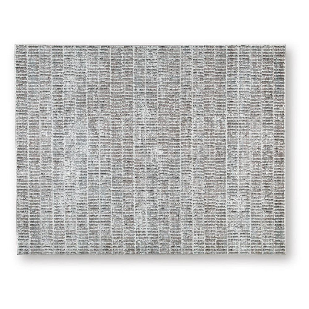 Feri Striped Large Area Rug, Gray and Ivory Polypropylene Polyester 8x10 - BM355566