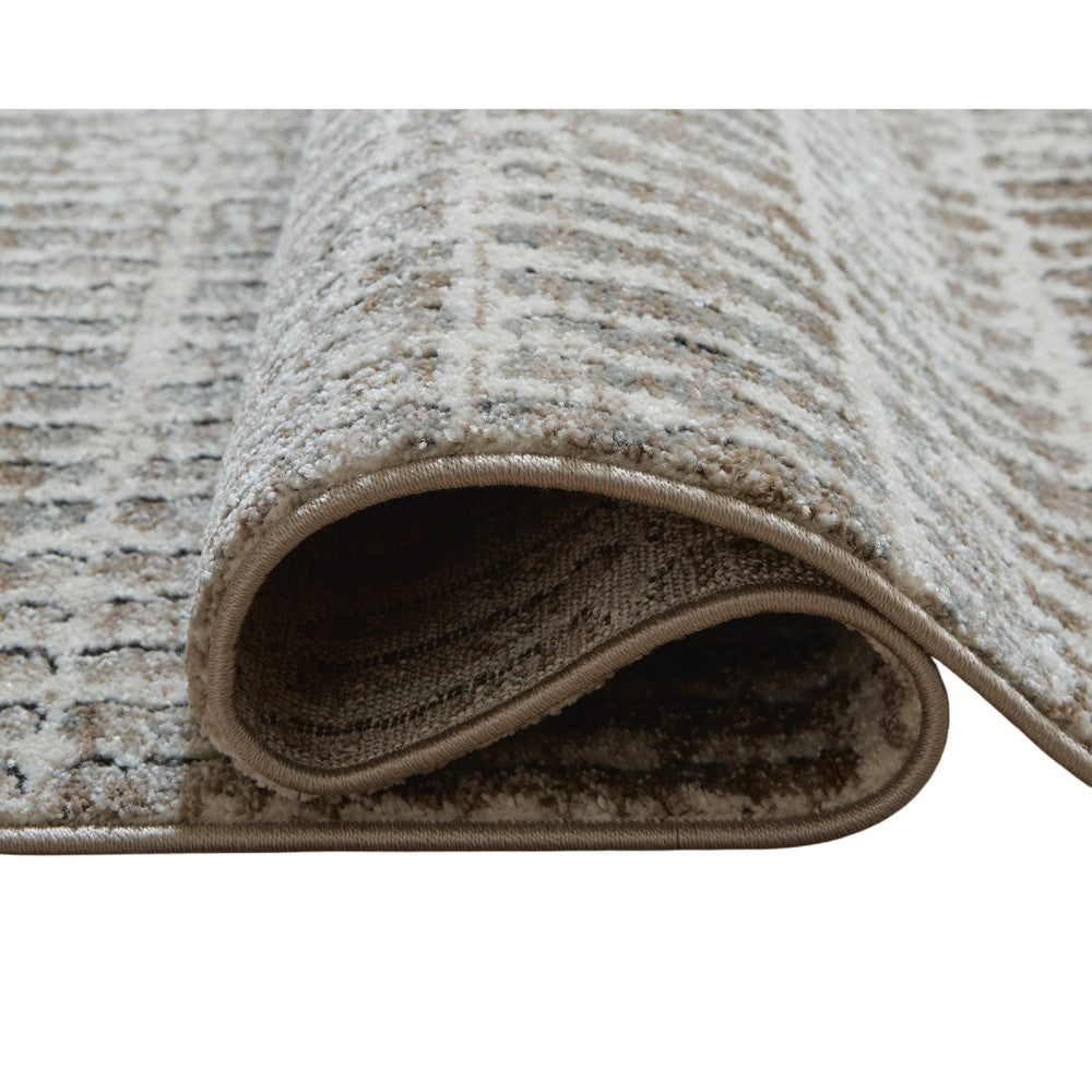 Feri Striped Large Area Rug, Gray and Ivory Polypropylene Polyester 8x10 - BM355566