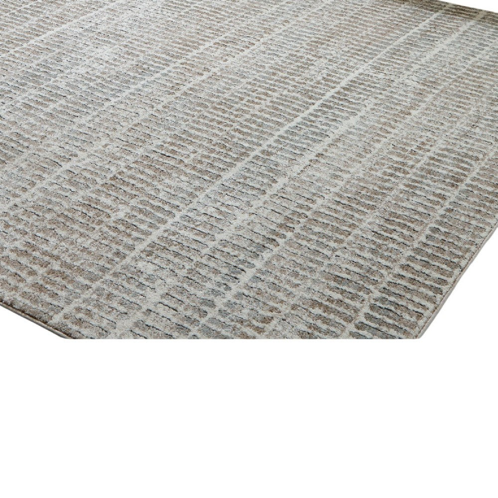 Feri Striped Large Area Rug, Gray and Ivory Polypropylene Polyester 8x10 - BM355566