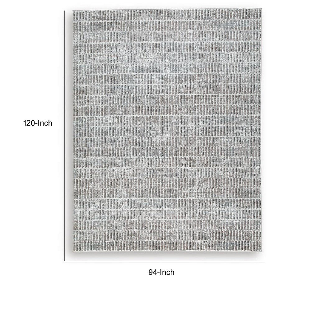 Feri Striped Large Area Rug, Gray and Ivory Polypropylene Polyester 8x10 - BM355566