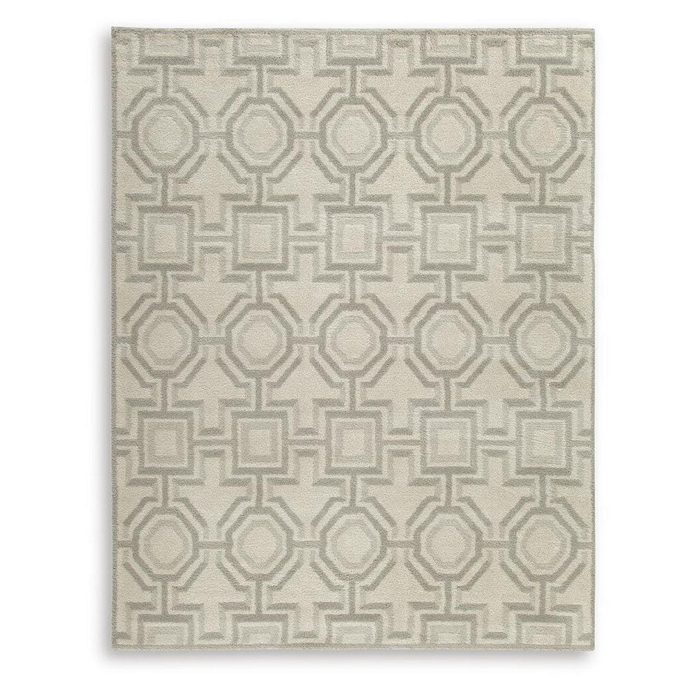 Moca Large Area Rug, Geometric Design, Gray and Ivory Polypropylene 8x10 - BM355567