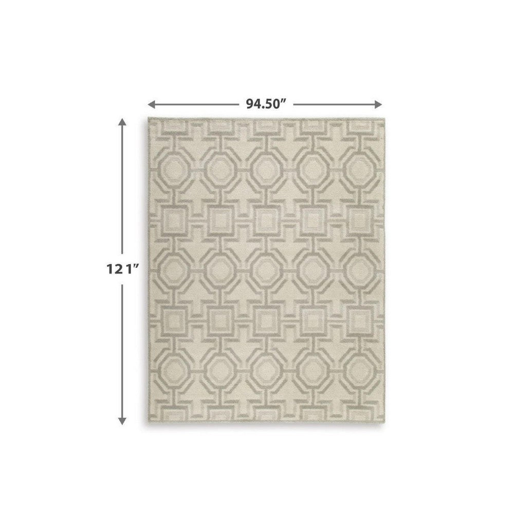 Moca Large Area Rug, Geometric Design, Gray and Ivory Polypropylene 8x10 - BM355567