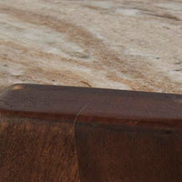 Dore Side End Table, Round Marble Top, Angled Legs, Beige, Brown 24 Inch - BM355568