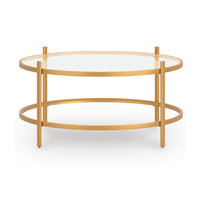 Pera 3pc Coffee Table and 2 End Table Set, Glass Top, Gold Steel Frame - BM355569