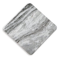 Kein Square Accent Table, Cross Paneled Base, White Gray Marble 20 Inch - BM355570