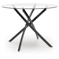 Pheri Dining Table, Round Glass Top, Intricate Legs, Dark Gray 42 Inch - BM355571