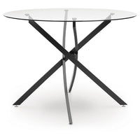 Pheri Dining Table, Round Glass Top, Intricate Legs, Dark Gray 42 Inch - BM355571