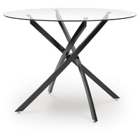 Pheri Dining Table, Round Glass Top, Intricate Legs, Dark Gray 42 Inch - BM355571