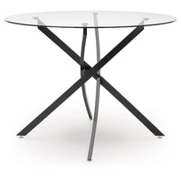 Pheri Dining Table, Round Glass Top, Intricate Legs, Dark Gray 42 Inch - BM355571