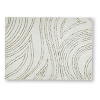 Delma 5x7 Medium Area Rug, Flowing Abstract Pattern, Green and Ivory Wool - BM355572
